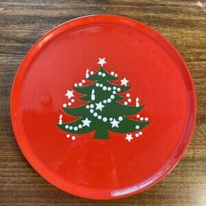 Vintage Waechtersbach Christmas Tree Round Serving Platter Cake Plate 12.25” Red